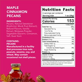 Earthside Farms - Maple Cinnamon Pecans, Candied Almonds, No Sugar Added, Keto Friendly Snack, Non GMO, Plant Protein, Vegan Snack (4oz, 3 pack)