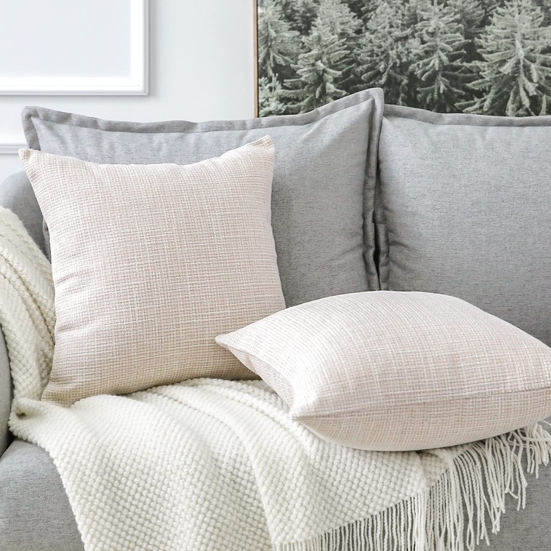 Artscope Cushion Covers Set of 2 Linen Decorative Square Pillowcases