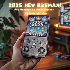 2025 New Upgrade R36MAX Retro Handheld Game Console with 128GB Built-in 22000 Classic Games, Portable Hand Held Open Source Linux System 4.0-in 4k HD IPS Screen Video Player (Black 128GB)