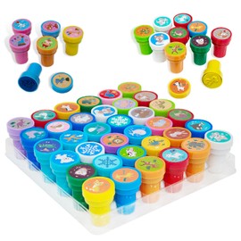 Bukuhlio 36-Piece Children's Stamps, Cartoon Car Stamp Set, Multicoloured Animals Stamp Set, Cute Toy Stamps, Gift Bag Filler, Party Gifts for Children, Birthday Gift (Set A)