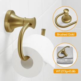 BESy Brushed Gold Toilet Tissue Paper Holder Brushed Gold Bathroom Accessories Toilet roll Paper Hanger, Wall Mounted, Rustproof