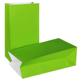 KEYYOOMY Small Bright Color Paper Bags Green Party Favor Bags Party Goodie Bag Paper Lunch Bag (Green, 50 CT, 4.7 X 2.4 X 8.7 In)