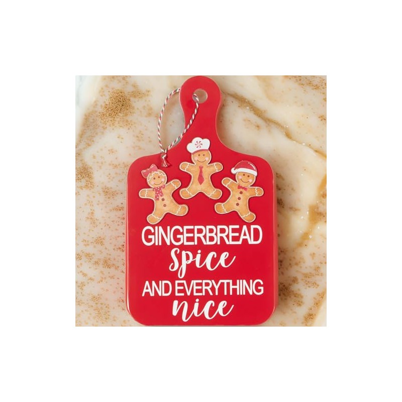 Gingerbread Spice and Everything Nice Red Decorative Hanging Plaque, 30cm