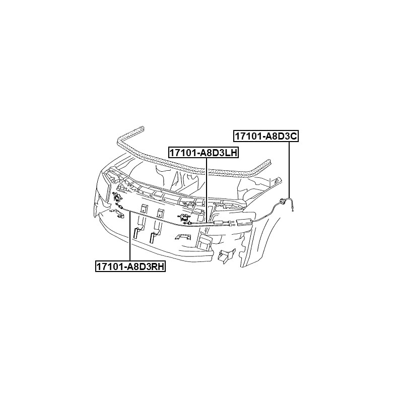Cable Assembly Hood Lock Control FEBEST 17101-A8D3C OEM 4E0823543A