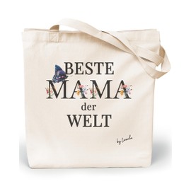 Loxato Mum Gift - Mother's Day Gift Bag - Weltbeste Mama Bag 100% Cotton - Mother and Grandma Gift - Shopping Bag Mum Canvas Fabric 220 g/m² with Long Handle - Beste Mama der Welt, best mom in the