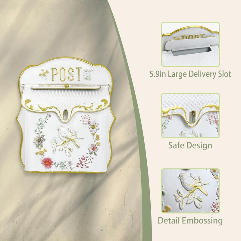 Z² BellaDecor Mailbox Wall Mount Mailboxes for Outside Vintage Mail