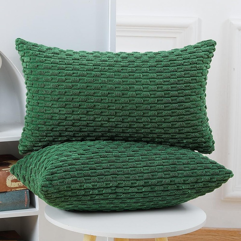 Madizz クッションカバー 2枚セット 柔らかい コーデュロイ 装飾的な 枕カバー 贅沢 スタイル クッションケース