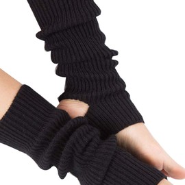 Guojanfon - Calcetines de yoga de moda para mujeres y niñas, calcetines de entrenamiento sin dedos, calentadores de piernas, Negro -, M