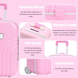Creative Suitcase Money Box, Cute Simulation Travel Suitcase, Piggy Bank (Pink)