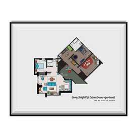 Jerry Seinfeld And Cosmo Kramer Apartments Floor Plan Poster 18 x 24