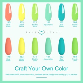 Lavender Violets Dip Powder Nail Kit, Large Capacity Set - 6 Colors Neon Green Yellow Orange Spring Summer Colors Long Lasting Dipping Powde for Nail Art Designer Manicure Salon J211