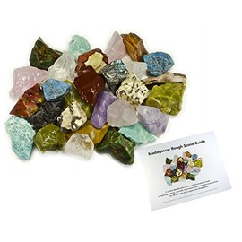 Hypnotic Gems: 3 lbs Hand Bagged 17 Stone Type Madagascar Mix with 30 Page Stone Identification Guide - Natural Raw Rocks for Cabbing, Cutting, Lapidary, Tumbling, Polishing & Reiki Crystal Healing