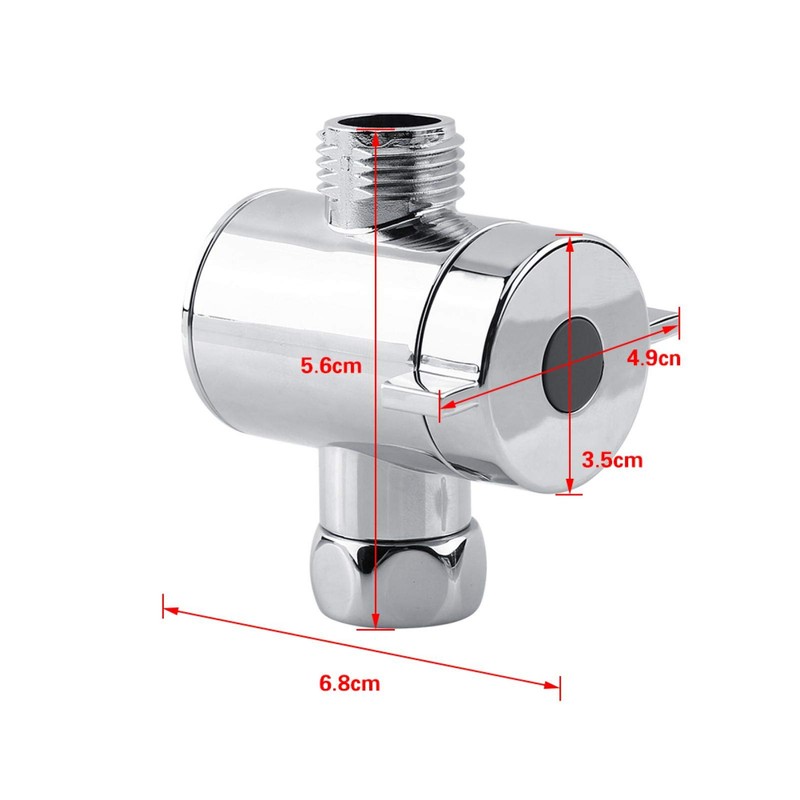 G1/2'' 3-Way T-Adapter Diverter Valve, Adjustable Shower Head Arm Mounted,