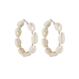 Summer Sea Shell Earrings for Women Boho Beach Hoop Earrings Summer Circle Round Seashell Earring for Women