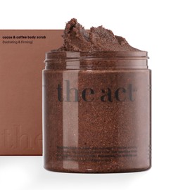 THE ACT Coffee Body Scrub with Salt & Cocoa – Exfoliating Scrub for Cellulite, Stretch Marks, Ingrown Hair – Organic Moisturizing Body Scrub with Vitamin E & Menthol – Gift for Women & Men, 10.58 Oz