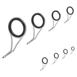 Litoexpe 8 Pieces Fishing Rod Repair Kit, Single Leg Fishing Rod Guides Rings, Stainless Steel Rod Top Tips Replacement Ceramic Guide Rod Eyelet (Silver)