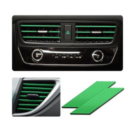 Ziciner 20 Pcs Car Air Conditioner Decoration Strip, Waterproof Bendable Auto Air Vent Outlet Shiny Trim, Universal Vehicle Interior Accessories Suitable for Most Air Vent Outlet (Green)