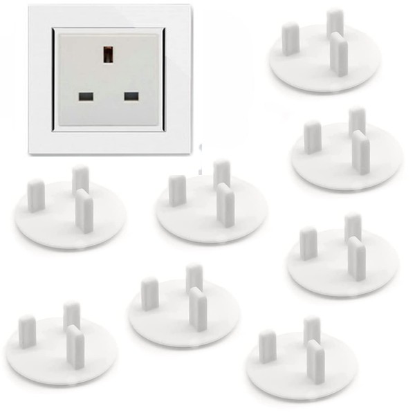 AONAT 8 Pieces Plug Socket Covers, White Plug Socket Covers UK,for Unused Electrical Outlets,Plug Socket Protectors Child Proof Electrical Protectors for Child Baby Home and School
