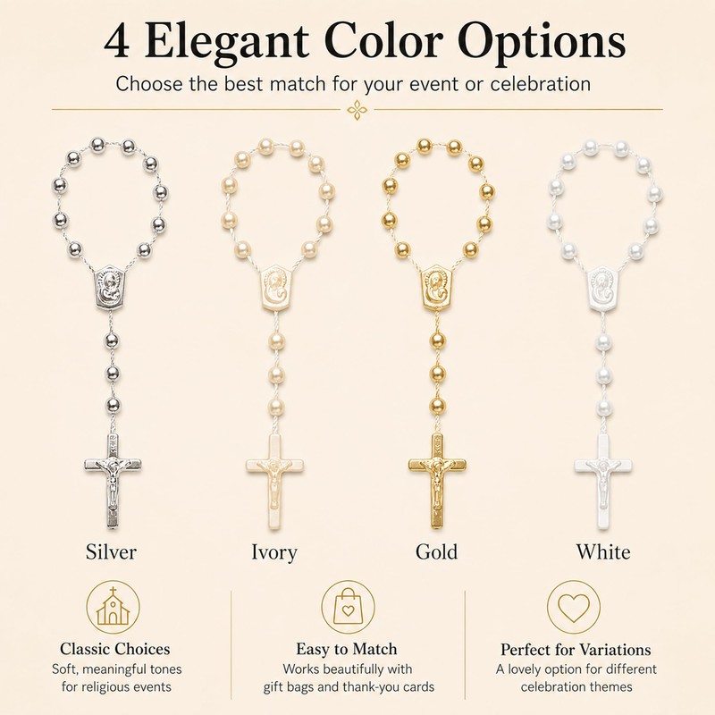 XIPENGKEJI 24 Pcs Mini Rosary Favors, Baptism Rosaries with Angel