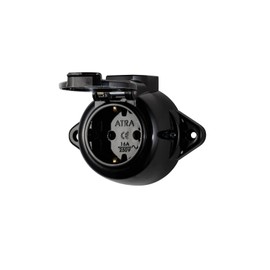 Surface-Mounted Vintage Socket Round Retro 1-Way Black IP44 with Cover (IP44 1-Way Socket Black)