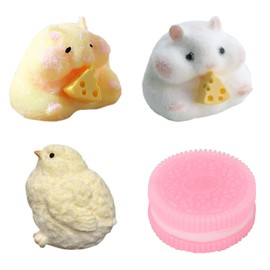 4 PCS Taba Squishy Kit, Taba Squishy, Fufu Squishy, Taba Squishy Paw, Fufu Cat Paw Squishy Toys, Cheese Hamster Squeeze Toys, Fidget Squeeze Toy Adorable for Kids & Adults