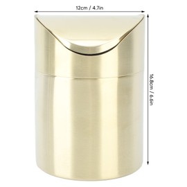 Mini Trash Can, Stainless Steel Countertop Mini Garbage Cans with Swing Lid Gold Small Desktop Waste Basket for Home Office Kitchen Bedroom Bathroom