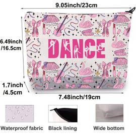 BWWKTOP Ballet Dance Cosmetic Makeup Bag Dancer Positive Gift Ballerina Travel Zipper Pouch Bag Appreciation Gifts For Dance Teacher, Dance, Bag