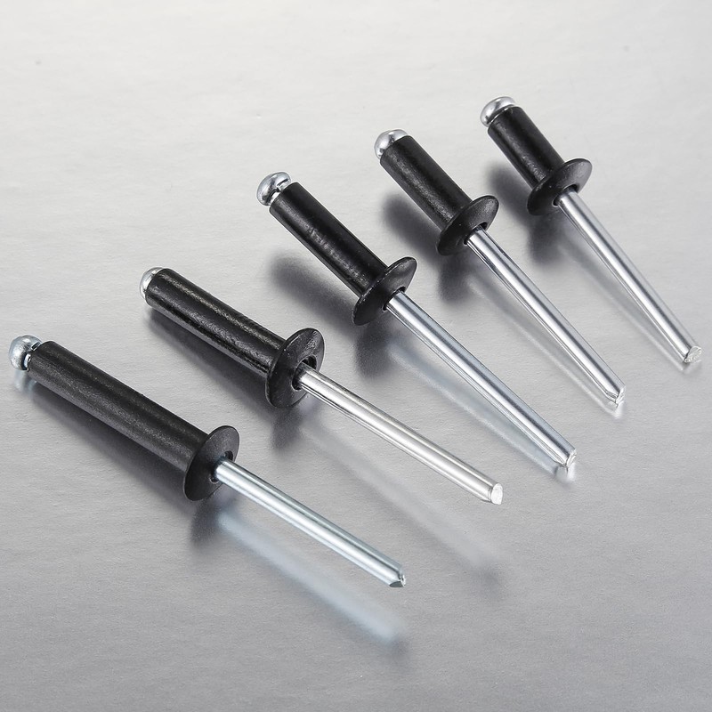 Wensilon (350Pcs) 1/8"x1/4" Black Aluminum blind pro Rivets,Aluminum Grip and