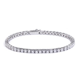 5.2-17 Carats Moissanite Diamond Tennis Bracelet for Women Men 18k White Gold Gold Plated 925 Sterling Silver Bracelet 3mm/4mm/5mm DEF Color VVS Round Cut Lab Created Moissanite Diamond Bracelet with GRA Certificate (3mm New, 7inch, White Gold)