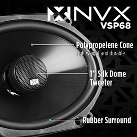 NVX VSP68 600W Peak (200W RMS) 6x8 V-Series 2-Way Coaxial Speakers with 25mm Silk Dome Tweeters