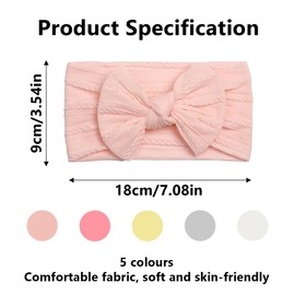 5 PCS Baby Girl Headbands Newborn Baby Headbands Baby Bow Headband Stretchy Soft for Newborn Baby Toddlers Nylon Hair Band with five Colors Great for Baby