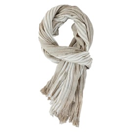 REHJJDFD Men Striped Cotton Linen Scarf Male Warm Tassel Scarves Shawl Light Khaki