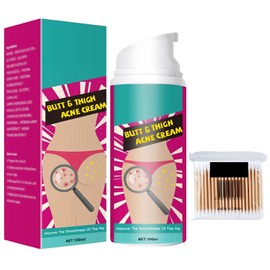 Creme zur Beseitigung von Pickeln am Gesäß, Aufhellungscreme für Gesäß und Oberschenkel, Anti-Knopf-Creme für Gesäß, Reinigungscreme gegen Akne, 100 ml, inklusive Baumwolle