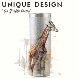 Onebttl Giraffe Gifts with Giraffe Design, 20oz Insulated Stainless Steel Tumblers with Lids and Straws, Perfect Gifts for Giraffe Lovers, Girl, Women for Christmas & Birthday
