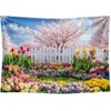 DePhoto 7x5FT Spring Garden Backdrop Secret Floral Garden Tulip Peach