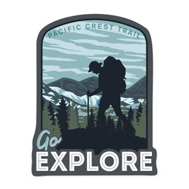 Die Cut Sticker Pacific Crest Trail, Go Explore, Backpacker, Vinyl Sticker, (Waterproof Decal for Cars, Water Bottles, Laptops, Coolers), Large