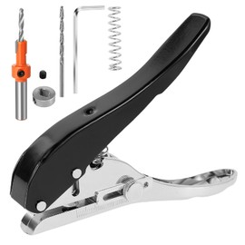 Single Hole Punch, 1PC Paper Hole Puncher Heavy Duty, 5/16 inch (8mm) Single-Hole-Puncher, Portable Hand Held for Tags, Cards, Plastic Cardboard, with Accessories (1PC Black)