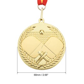 PATIKIL 3 Pieces 2.7 Inch Table Tennis Medals Table Tennis Award Medals Set Gold Silver Bronze Medal with Ribbon Red Yellow for Games Sports Competitions