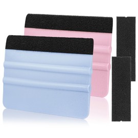 AMZDEPOT AMZDEPOT Squeegee for Vinyl, 2 Pcs Vinyl Squeegee with Extra 2 Felt Replacements, 4 Inch Vinyl Wrap Tools for Car Wrap, Craft Sign Making, DIY Crafting, Window, SkyBlue and Pink