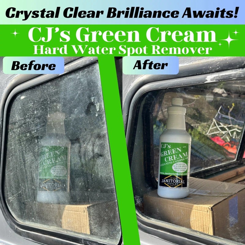 Janitorial Outlet water spot remover glass CJ’s green cream Hard