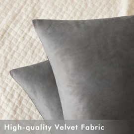 Slozzi Set of 2 Velvet Cushion Covers, Household Decorative Cushion Cover, Soft Sofa Cushion for Sofa, Bedroom, Living Room, 45 x 45 cm, Grey