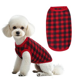 Topbuti Dog Fleece Sweater for Small Dogs Christmas Buffalo Plaid Pet Clothing Warm Soft Dog Winter Clothes Pet Pullover Jumper for Small Cats Puppy (Medium, Plaid)