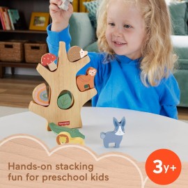 Fisher-Price Wooden Balance Tree Stacking Toy for Preschool Kids Fine Motor Skill Development