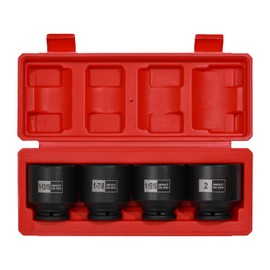 Mayouko 4PCS 1/2" Drive SAE Spindle Axle Nut Impact Socket Set, 1-13/16, 1-7/8, 1-15/16, 2 Inch, 6 Point, CR-MO, Standard