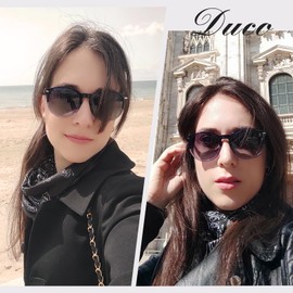 DUCO 1230 Women's Sunglasses, UV Protection, Round Sunglasses, UV 400, Polarized Lens, Fashion Design, UV Protection, blue (dark)