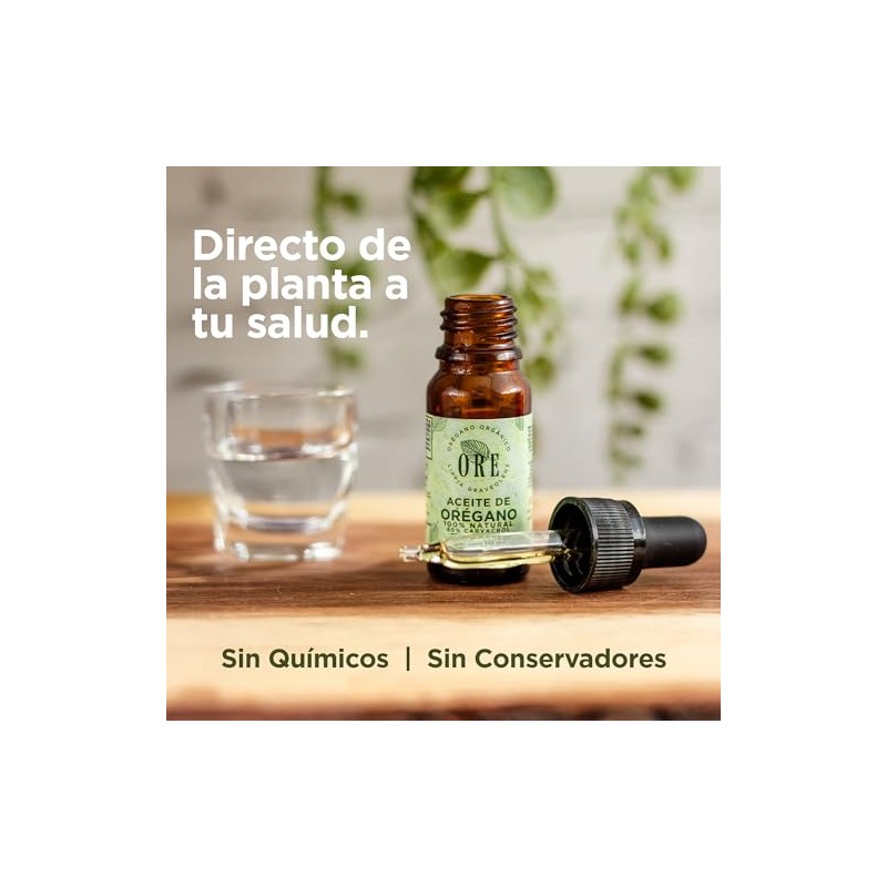 ORE Aceite de Orégano Silvestre, 10ml, 80% Carvacrol, Suplemento Aceite