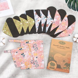 Viedouce washable panty liners, super absorbent bamboo sanitary towel, reusable pads, sanitary pads with 2 waterproof storage bags