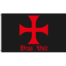 Templar Deus Vult Flag 3x5ft Medieval Crusader Knight Banner 100% Polyester Indoor Outdoor Wall Porch Decor