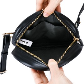 Sluxa Black Leather fanny pack for women,Fashion Small crossbody bag, Popular exquisite leather belt bag for women.