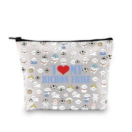 PYOUL Bichon Frise Lover Gift I Love My Bichon Frise Makeup Bag Dog Mom Cosmetic Bag Bichon Frise Owner Gift Dog Owner Gift (My Bichon Frise B)